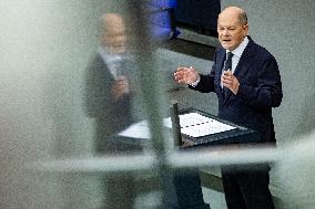 German Chancellor holds a Government Declaration in Bundestag