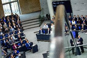 German Chancellor holds a Government Declaration in Bundestag