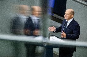 German Chancellor holds a Government Declaration in Bundestag