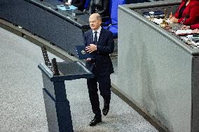 German Chancellor holds a Government Declaration in Bundestag