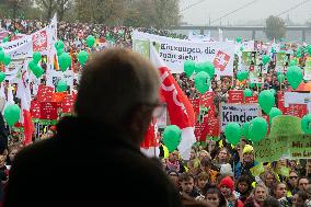 Public Sectors Workers Rally Against Budget Cut In Public Sectors In Duesseldorf