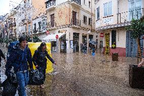 Flood Alerts Issued In Malaga, Spain