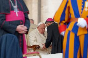 Pope Francis Attends The Weekly General Audience At St Peter's Square In The Vatican