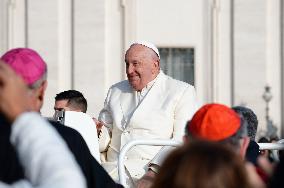 Pope Francis Attends The Weekly General Audience At St Peter's Square In The Vatican