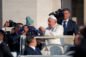 Pope Francis Attends The Weekly General Audience At St Peter's Square In The Vatican