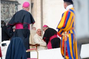 Pope Francis Attends The Weekly General Audience At St Peter's Square In The Vatican