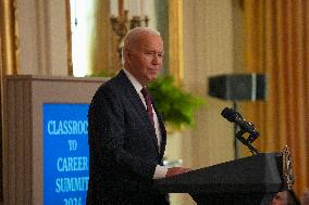 President Biden And First Lady Jill Biden Speak At Classroom To Career Summit