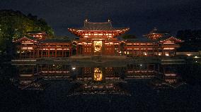 Kyoto's Byodoin Temple lit up