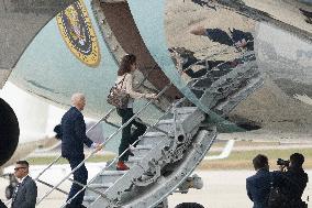 President Joe Biden boards Air Force One at Joint Base Andrews