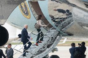 President Joe Biden boards Air Force One at Joint Base Andrews