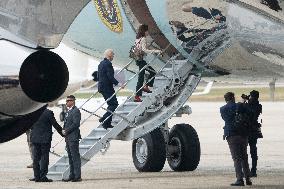 President Joe Biden boards Air Force One at Joint Base Andrews