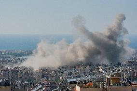 Smoke Rises After Israeli Airstrike - Lebanon