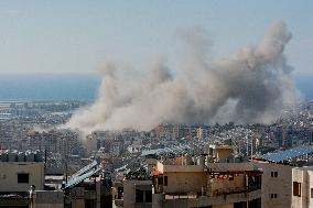 Smoke Rises After Israeli Airstrike - Lebanon