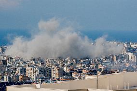 Smoke Rises After Israeli Airstrike - Lebanon