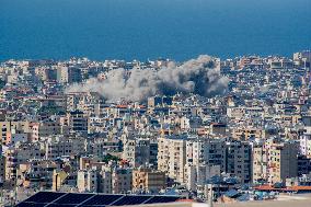 Smoke Rises After Israeli Airstrike - Lebanon