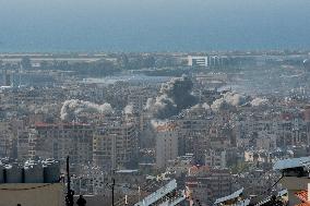 Smoke Rises After Israeli Airstrike - Lebanon