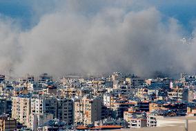 Smoke Rises After Israeli Airstrike - Lebanon