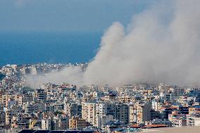 Smoke Rises After Israeli Airstrike - Lebanon