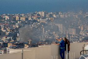 Smoke Rises After Israeli Airstrike - Lebanon