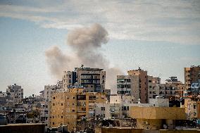 Smoke Rises After Israeli Airstrike - Lebanon