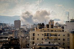 Smoke Rises After Israeli Airstrike - Lebanon