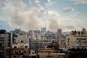 Smoke Rises After Israeli Airstrike - Lebanon