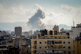 Smoke Rises After Israeli Airstrike - Lebanon