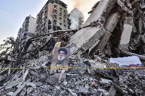 Destruction After Israeli Strike On Beirut's Southern Suburbs