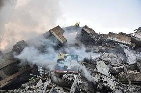 Destruction After Israeli Strike On Beirut's Southern Suburbs