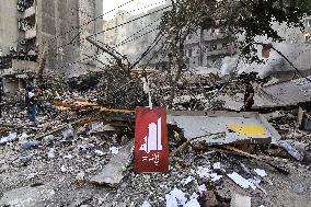 Destruction After Israeli Strike On Beirut's Southern Suburbs