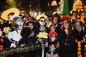 The Mexican Parade For The Dia De Muertos Celebrations In Milan