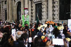 The Mexican Parade For The Dia De Muertos Celebrations In Milan