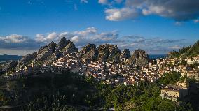 Aerial View Of Pietrapertosa, Italy’s Mountain Village