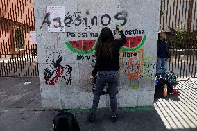 Members Of The Palestinian Community In Mexico City And Activists Demand That Claudia Sheinbaum, President Of Mexico, Break Rela