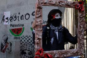 Members Of The Palestinian Community In Mexico City And Activists Demand That Claudia Sheinbaum, President Of Mexico, Break Rela