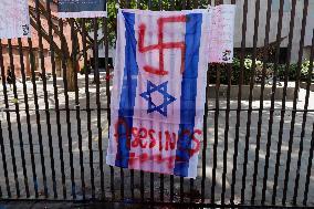 Members Of The Palestinian Community In Mexico City And Activists Demand That Claudia Sheinbaum, President Of Mexico, Break Rela