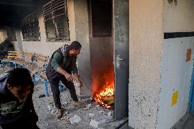 Israeli Army Torches School - Gaza