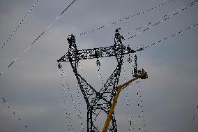 High Voltage Line Installation - France