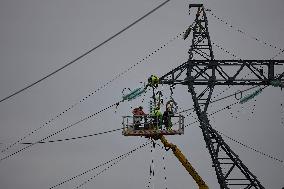 High Voltage Line Installation - France