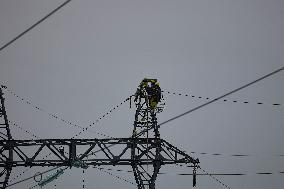 High Voltage Line Installation - France