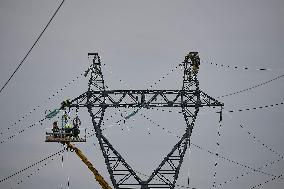 High Voltage Line Installation - France