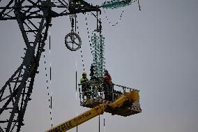 High Voltage Line Installation - France