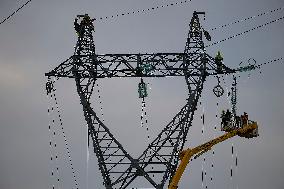 High Voltage Line Installation - France