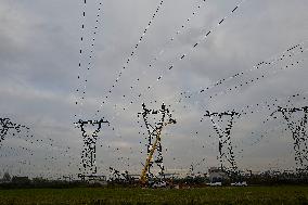 High Voltage Line Installation - France