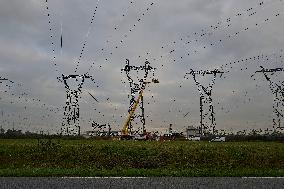 High Voltage Line Installation - France