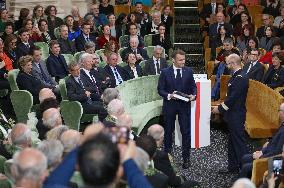 Françoise Nogues, Emmanuel Macron's mother, at 9th Edition of the French Academy Dictionary - Paris