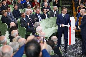 Françoise Nogues, Emmanuel Macron's mother, at 9th Edition of the French Academy Dictionary - Paris