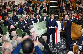 Françoise Nogues, Emmanuel Macron's mother, at 9th Edition of the French Academy Dictionary - Paris