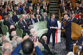 Françoise Nogues, Emmanuel Macron's mother, at 9th Edition of the French Academy Dictionary - Paris