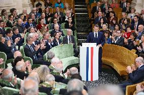 Françoise Nogues, Emmanuel Macron's mother, at 9th Edition of the French Academy Dictionary - Paris